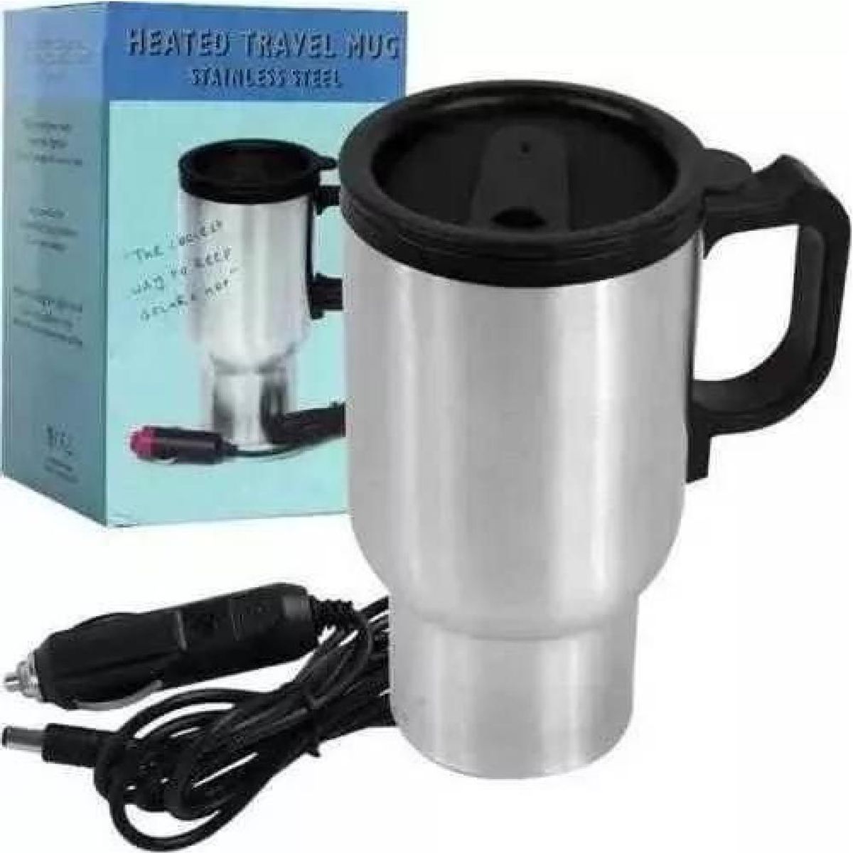 GENERICO - Vaso Térmico Auto Acero Tazón Mug 12v Eléctrico Color Gris