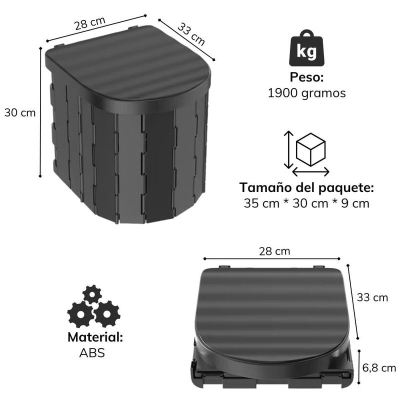GENERICO - Baño Portátil Biodegradable Sin Líquido Contaminante 34 Pzs