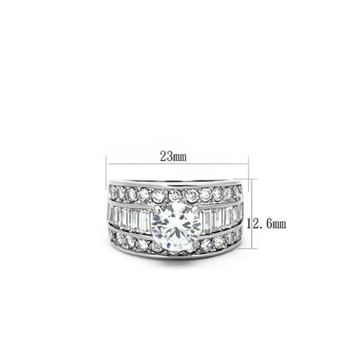 VANE COLLECTION - Anillo mujer solitario doble cintillo baño de rodio circón 8mm