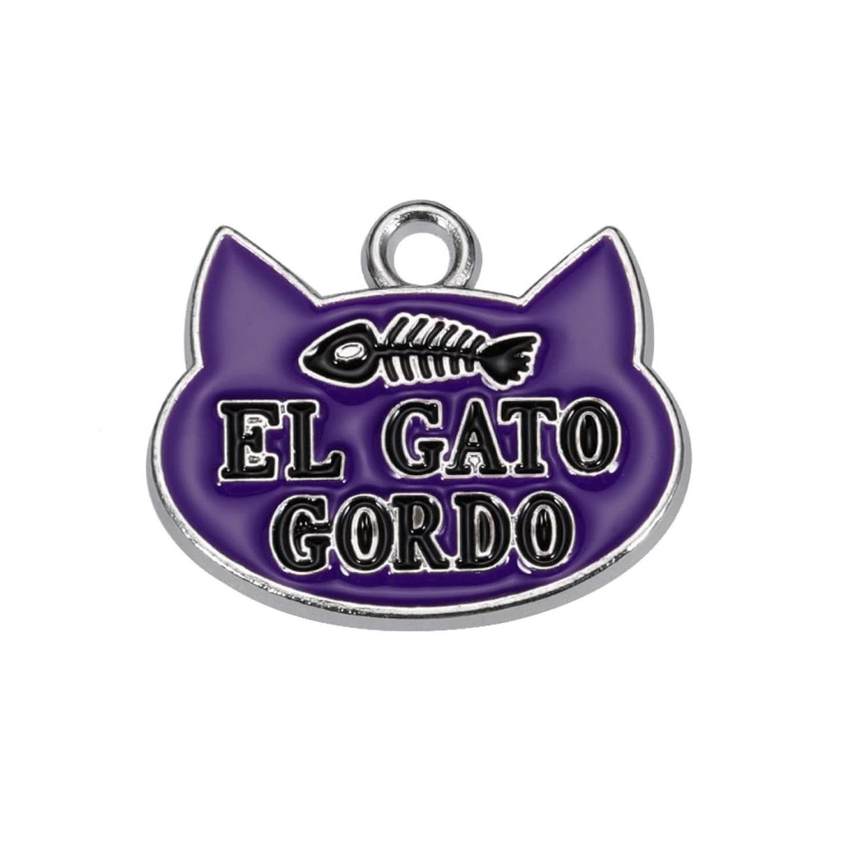 BUEN AMIGO - Medalla Divertida para Gato El Gato Gordo  Identificación Violeta