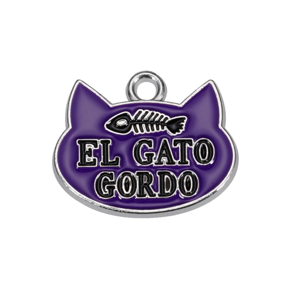 BUEN AMIGO - Medalla Divertida para Gato El Gato Gordo  Identificación Violeta