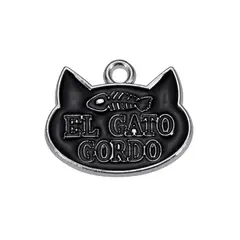 BUEN AMIGO - Medalla Divertida para Gato El Gato Gordo Identificación Negro