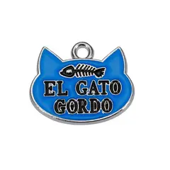 BUEN AMIGO - Medalla Divertida para Gato El Gato Gordo Identificación Celeste