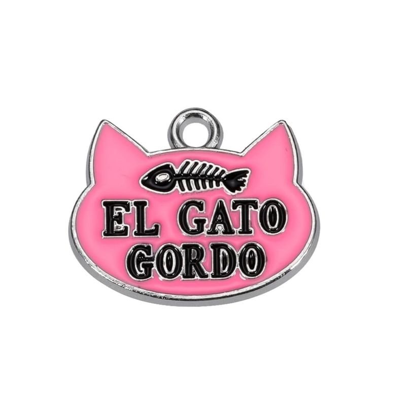 BUEN AMIGO - Medalla Divertida para Gato El Gato Gordo Identificación Rosa claro