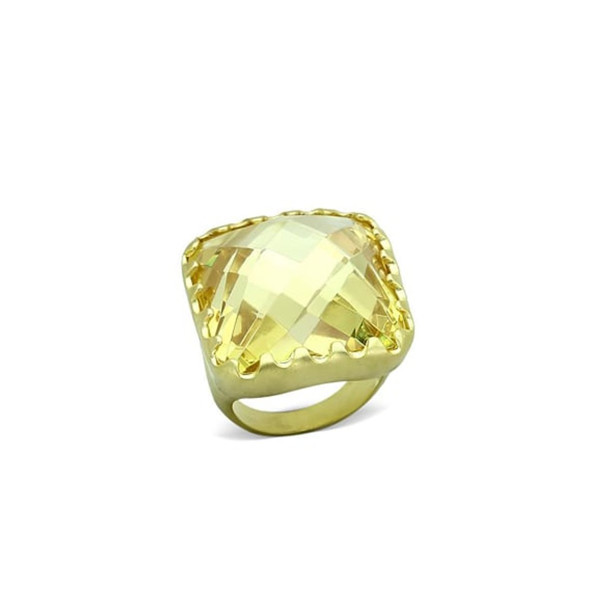 VANE COLLECTION - Anillo mujer fantasía baño de oro y circón topacio facetado