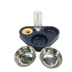 GENERICO - Plato Alimentador Azul Para Mascotas Con Contenedor De Agua