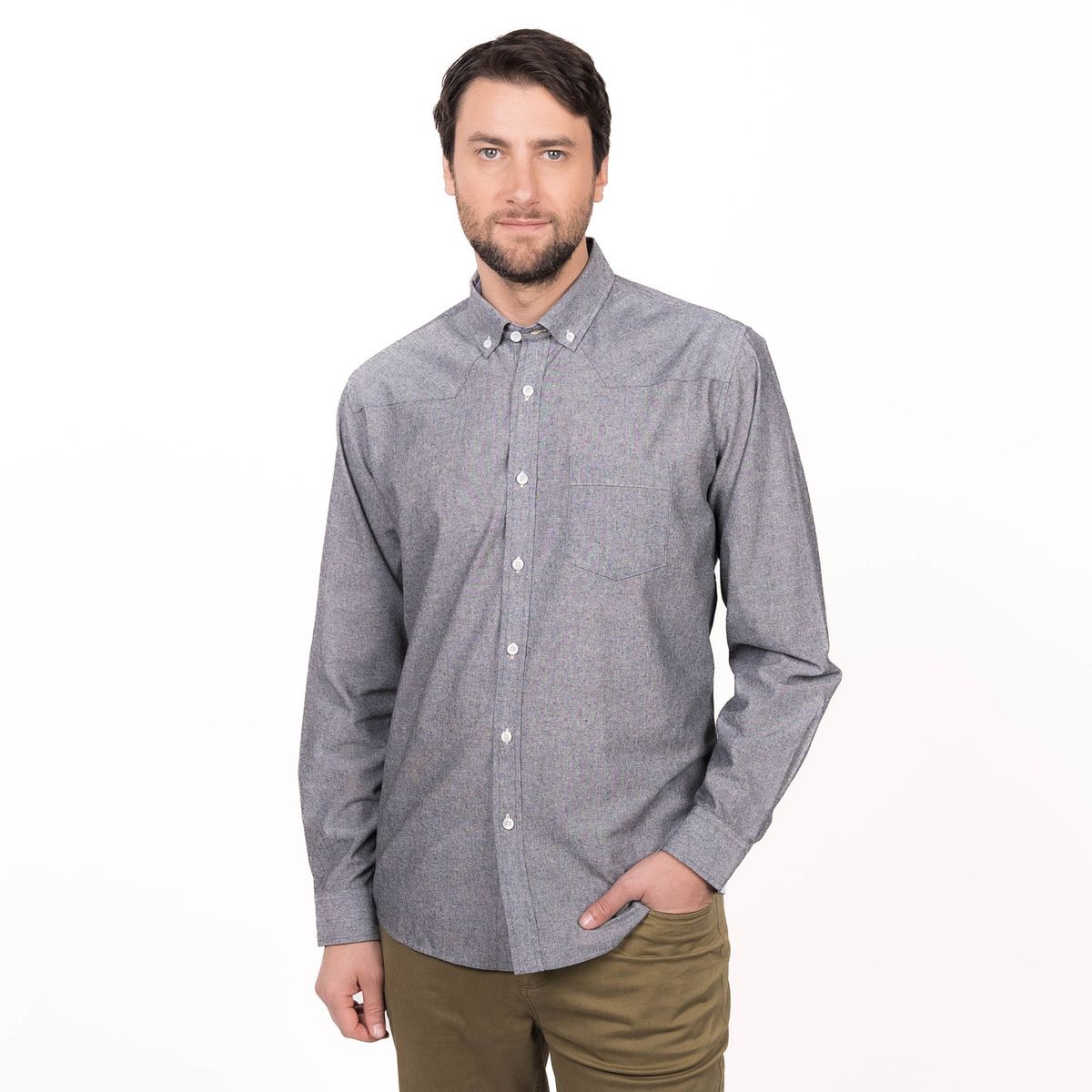 TRUVAL - Camisa Oxford Chambray Slim Fit TRUVAL