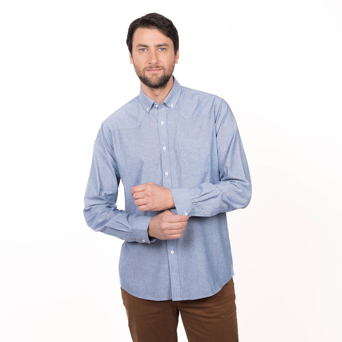 TRUVAL - Camisa Oxford Chambray Slim Fit TRUVAL