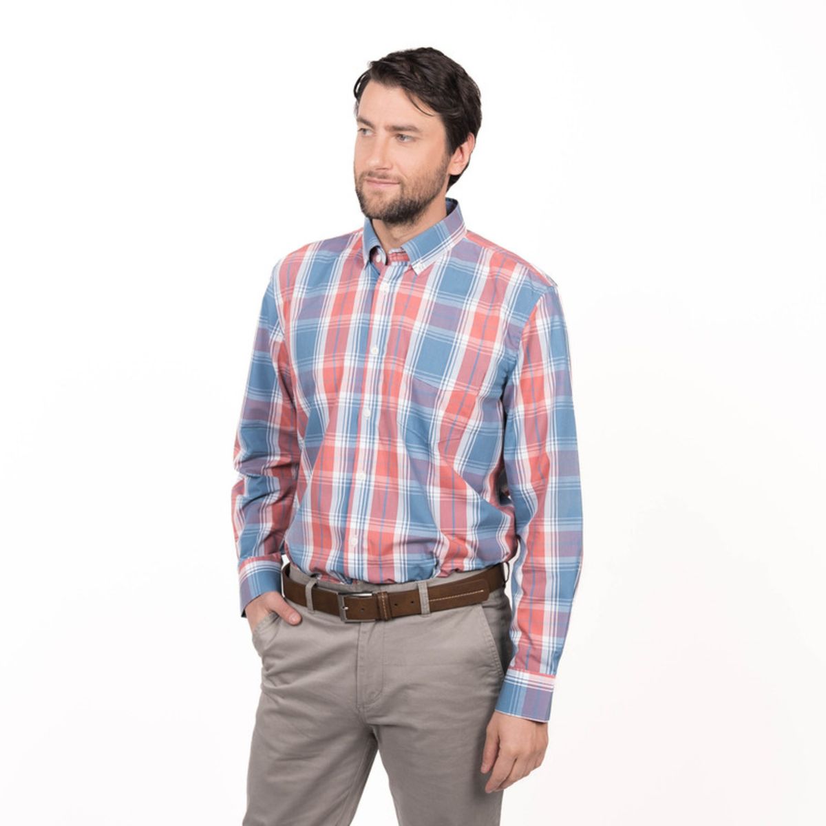 TRUVAL - Camisa Trevira Escocesa Regular Fit TRUVAL