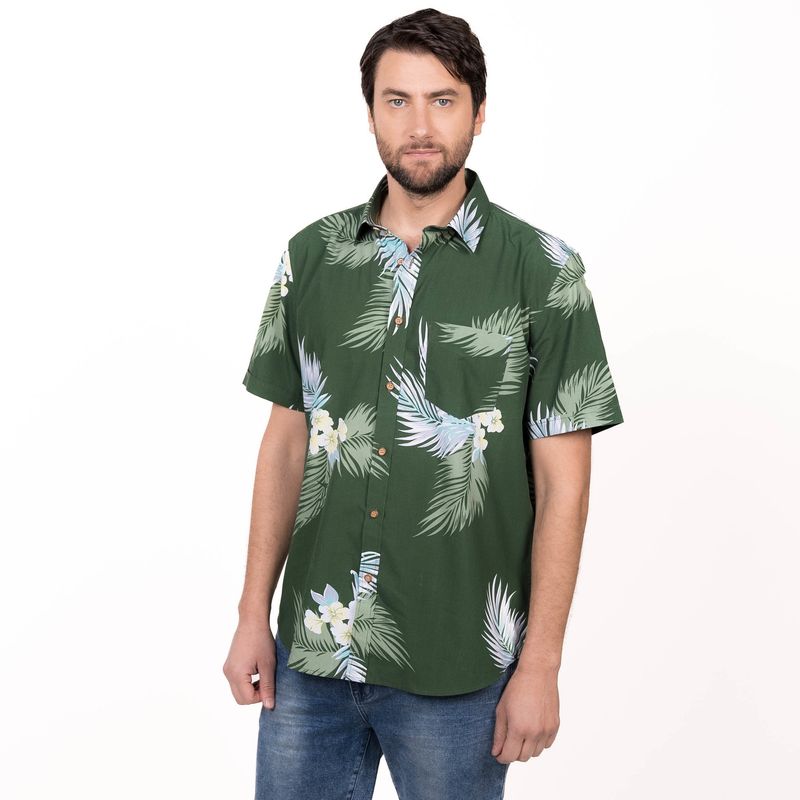 TRUVAL - Camisa MC Guayabera Estampada Regular Fit TRUVAL