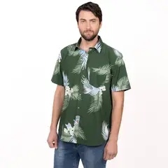 TRUVAL - Camisa MC Guayabera Estampada Regular Fit