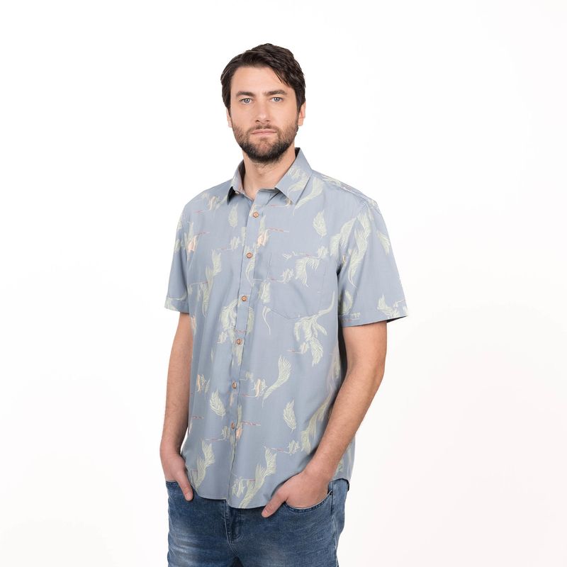 TRUVAL - Camisa MC Guayabera Estampada Regular Fit TRUVAL