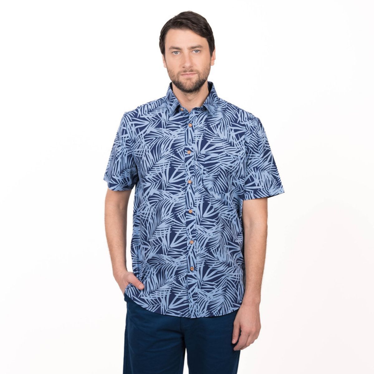 TRUVAL - Camisa MC Guayabera Estampada Regular Fit TRUVAL_.