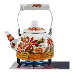 GENERICO - Tetera 2 Litros Enlozada Esmaltada Diseño Flores