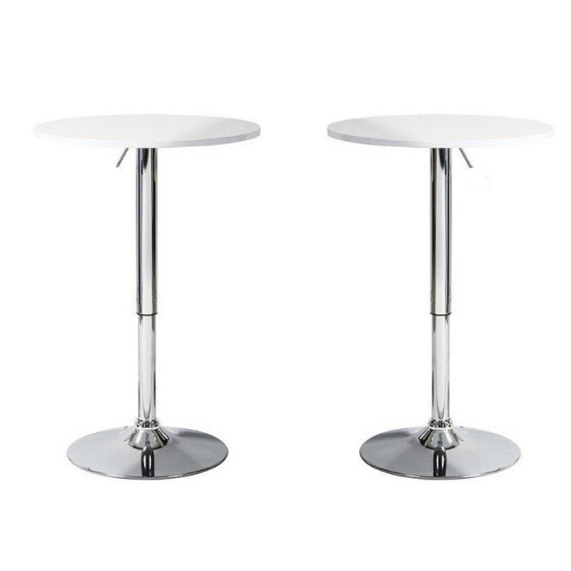 ARTIHOGAR - Pack 2 Mesas  Bar Regulable 60 CM mdf Color Blanco