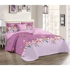 GENERICO - Quilt de Verano 2 plazas. Color Rosado con Diseño Flores