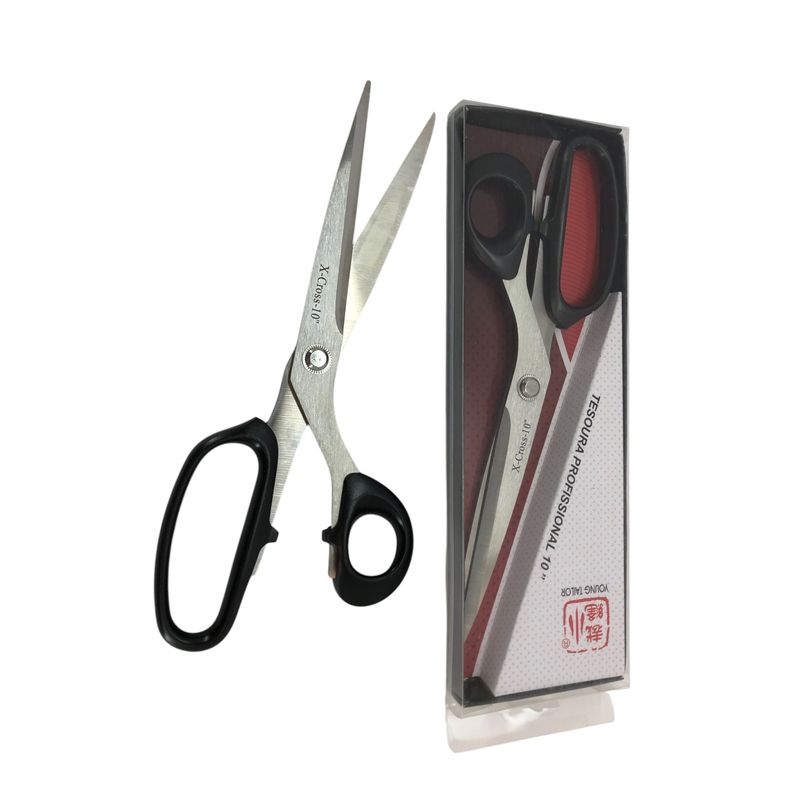 GENERICO - Tijera Grande Profesional 10 Pulgadas Negra Acero Inox