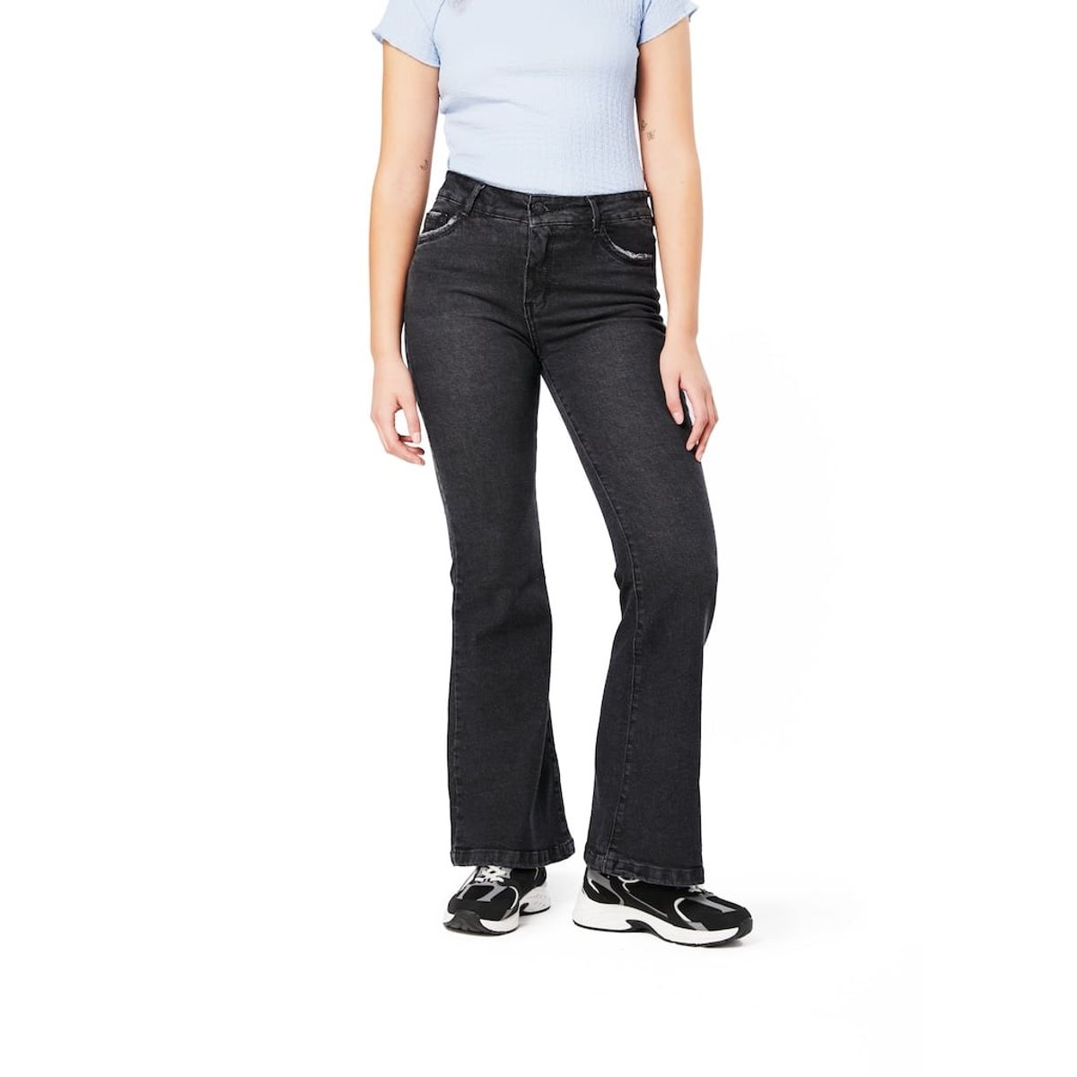 EFESIS - JEANS GORETI FLARE TIRO MEDIO - Negro