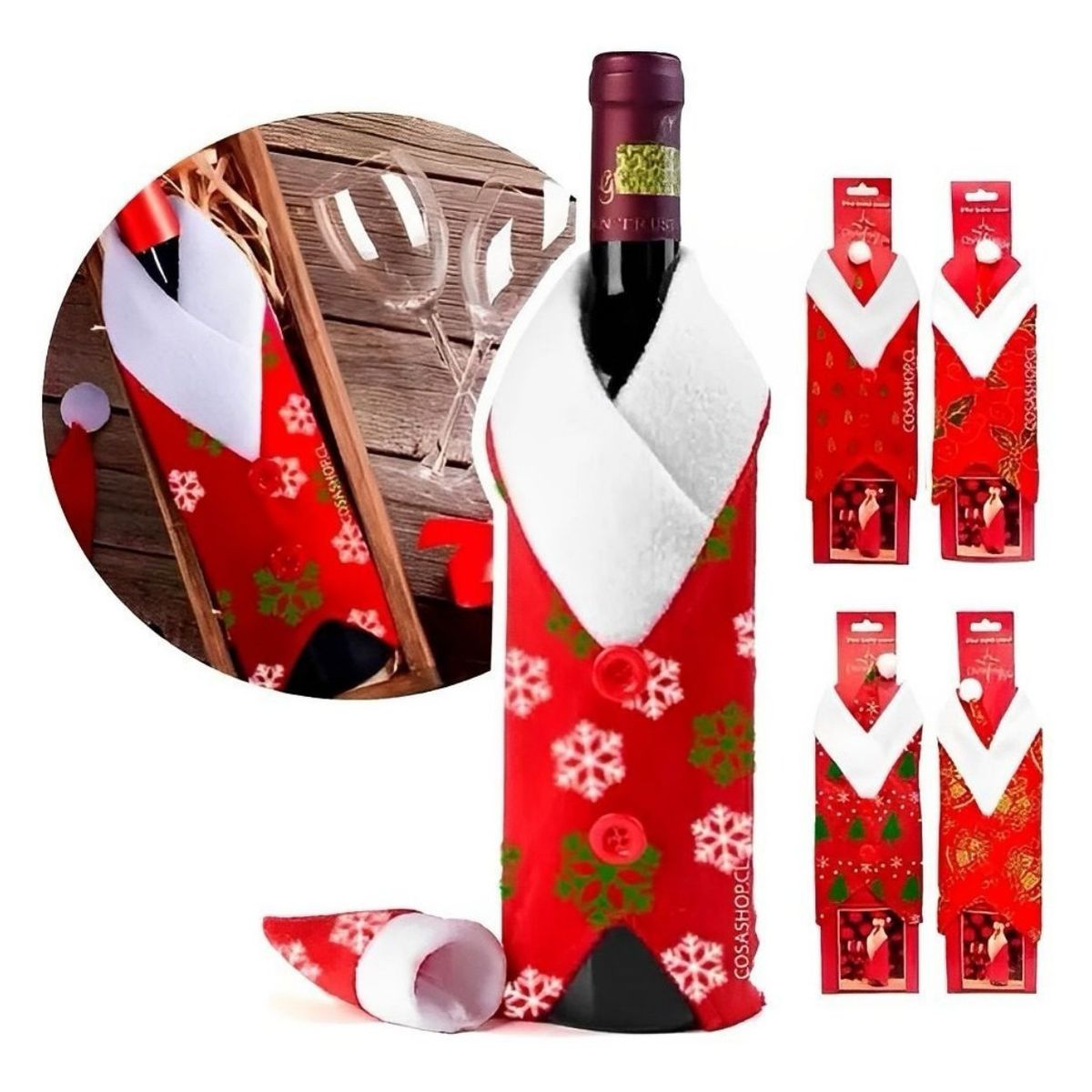 GENERICO - FUNDA BOTELLA NAVIDAD DISEÑOS