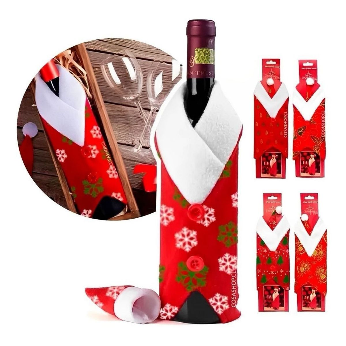 GENERICO - FUNDA BOTELLA NAVIDAD DISEÑOS