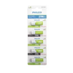PHILCO - Pack 5 Pilas Recargables AA 2700mha