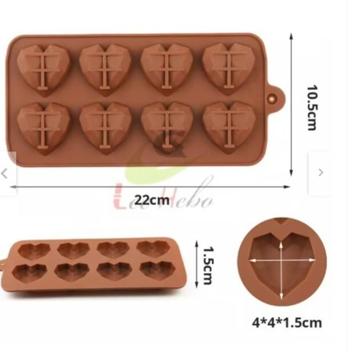 GENERICO - Molde Silicona Para Chocolate Forma Corazones Geometricos