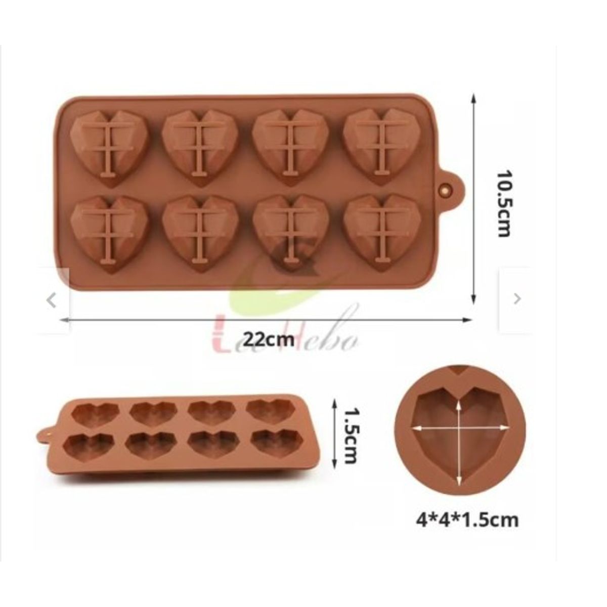 GENERICO - Molde Silicona Para Chocolate Forma Corazones Geometricos