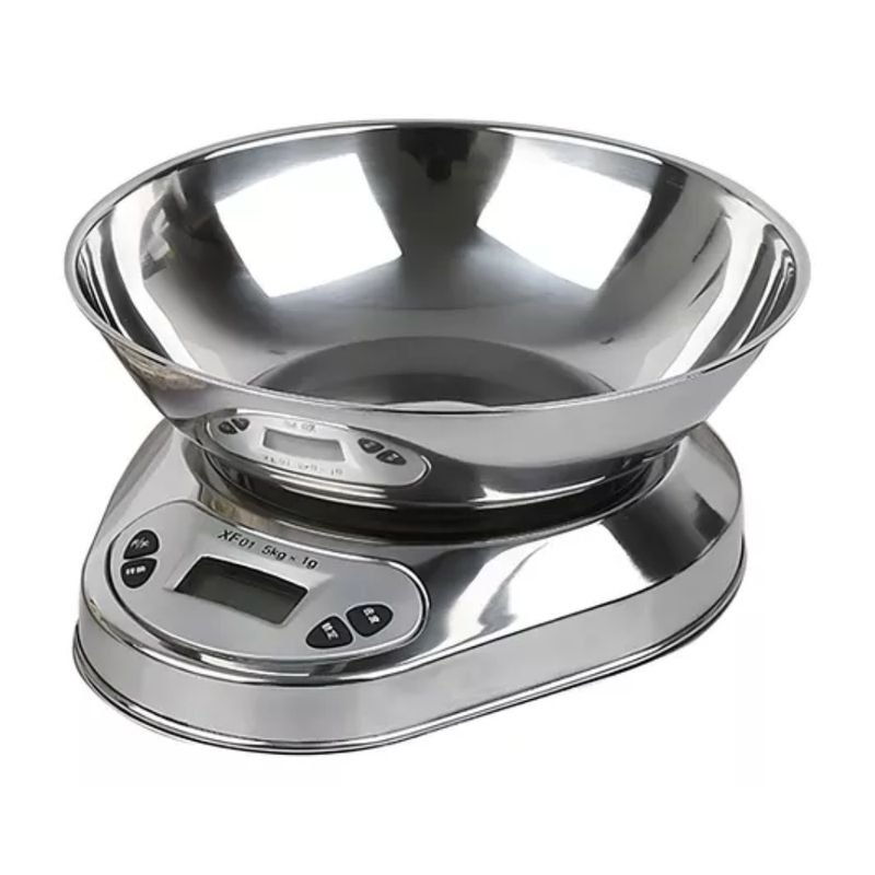 DISAAR - Pesa De Cocina Full De Acero Inoxidable 5kg 1gr Con Bowl