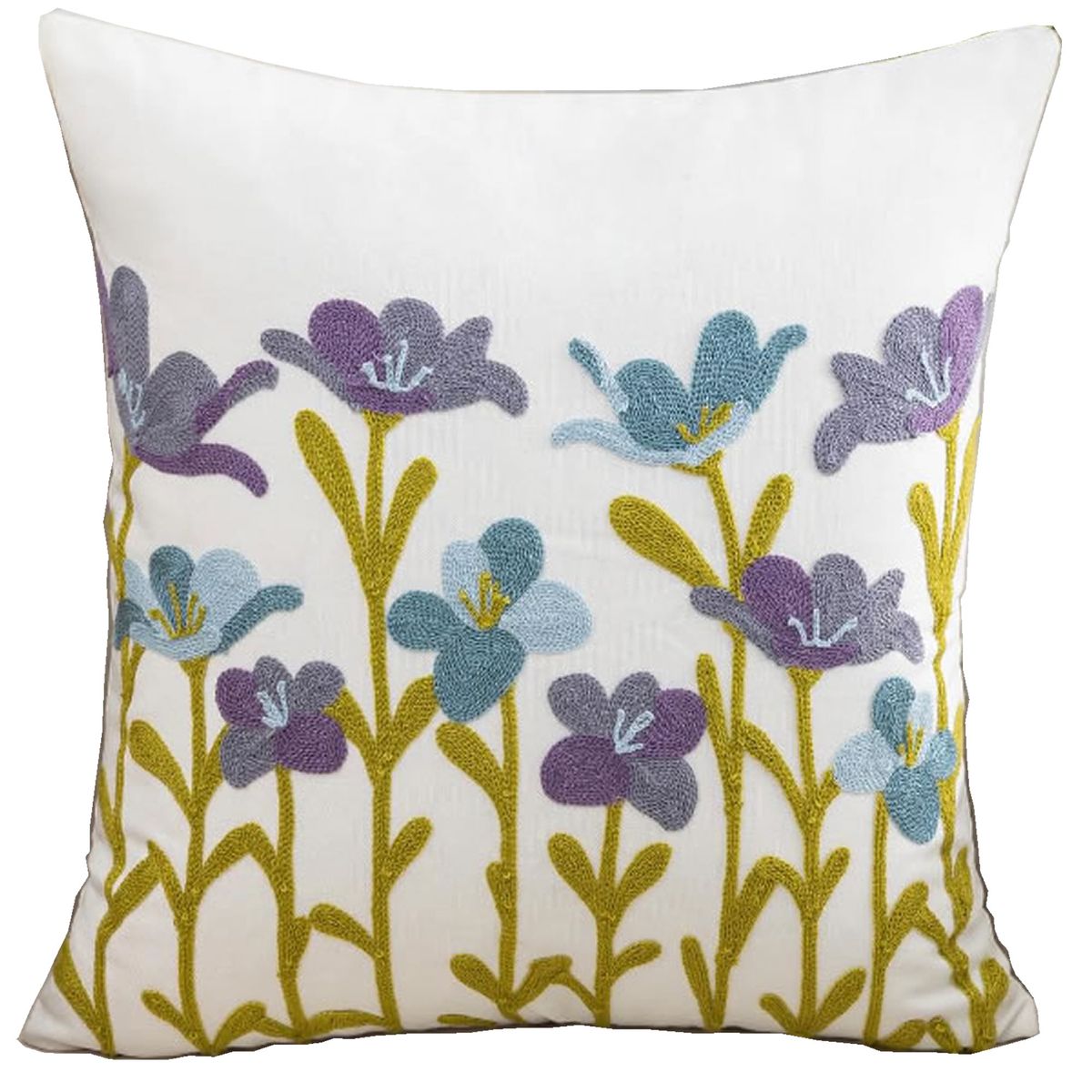 DECORACION CREATIVA - 1 Cojin Bordado Lirio Celeste Lila