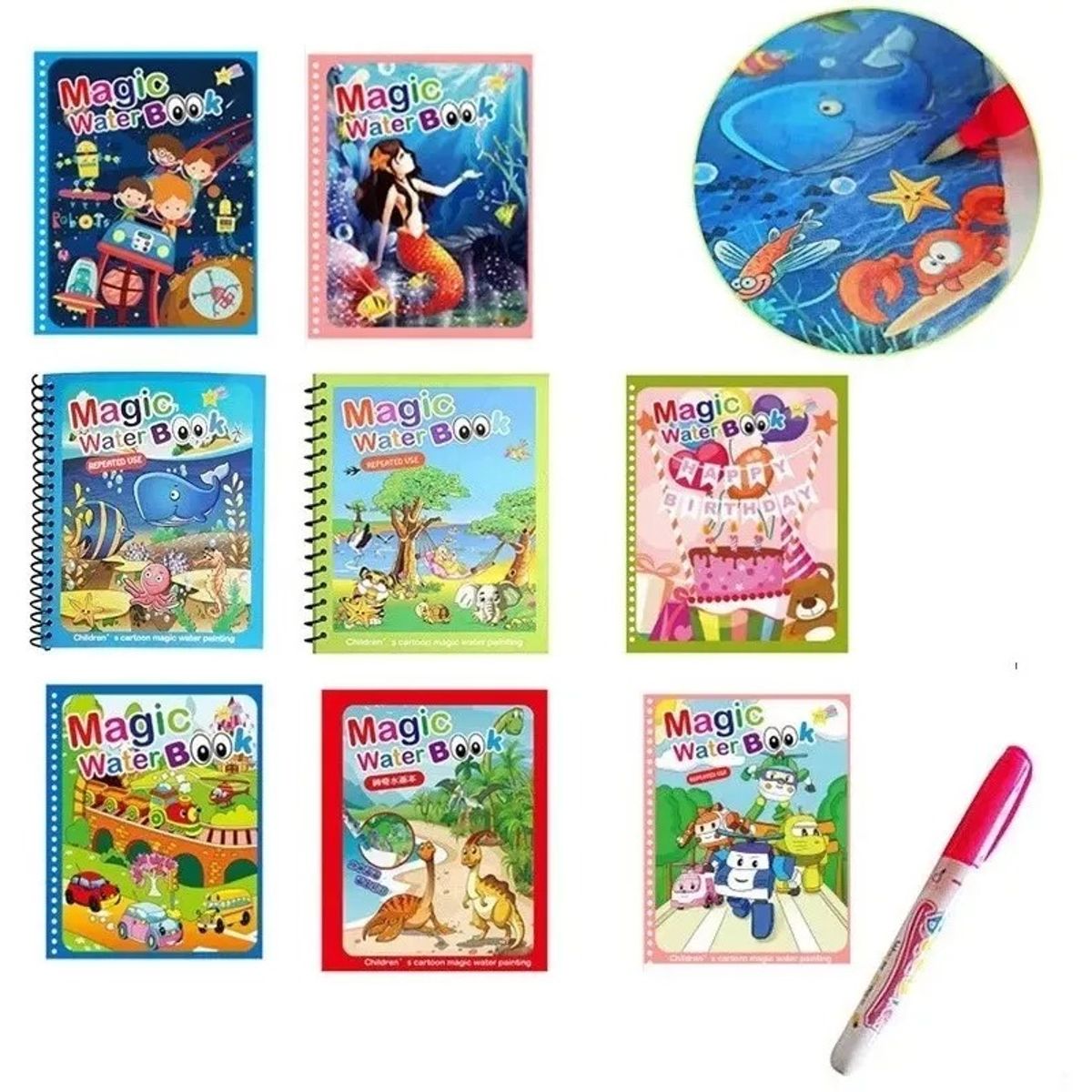 GENERICO - Libro Mágico Reutilizable Para Pintar Con Agua  Water Book