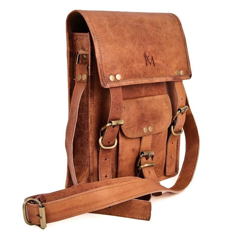 FRANZ MOSSI - Bolso De Cuero Natural Bolso De Hombro Bandolera café Franz Mossi