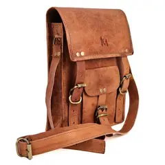 FRANZ MOSSI - Bolso De Cuero Natural Bolso De Hombro Bandolera café