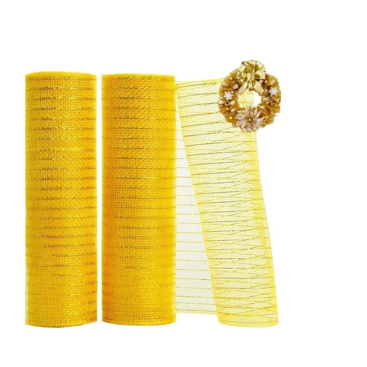 GENERICO - Malla Para Árbol Navidad Cinta Decorativa 25cm Por 8 Metros Gold