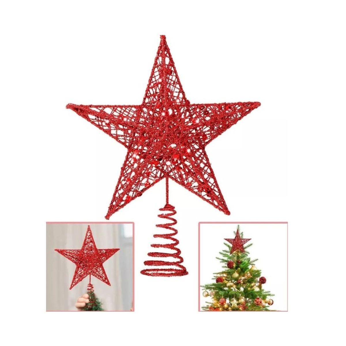 GENERICO - Estrella Arbol De Navidad Adorno Navideño Decoracion Red