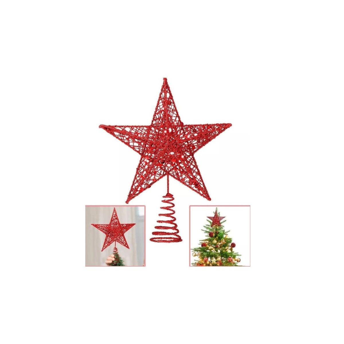 GENERICO - Estrella Arbol De Navidad Adorno Navideño Decoracion Red