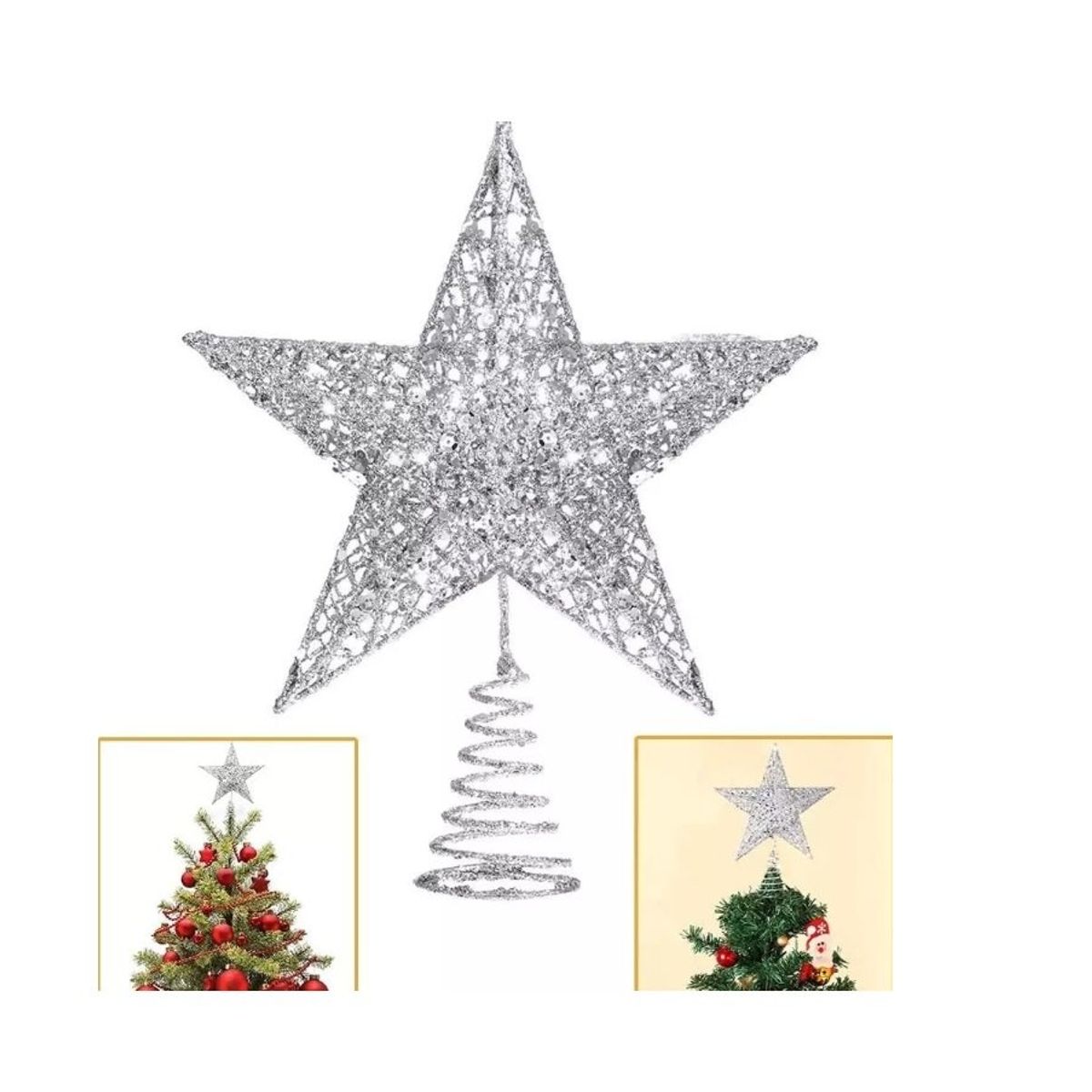 GENERICO - Estrella Arbol De Navidad Adorno Navideño Decoracion Grey