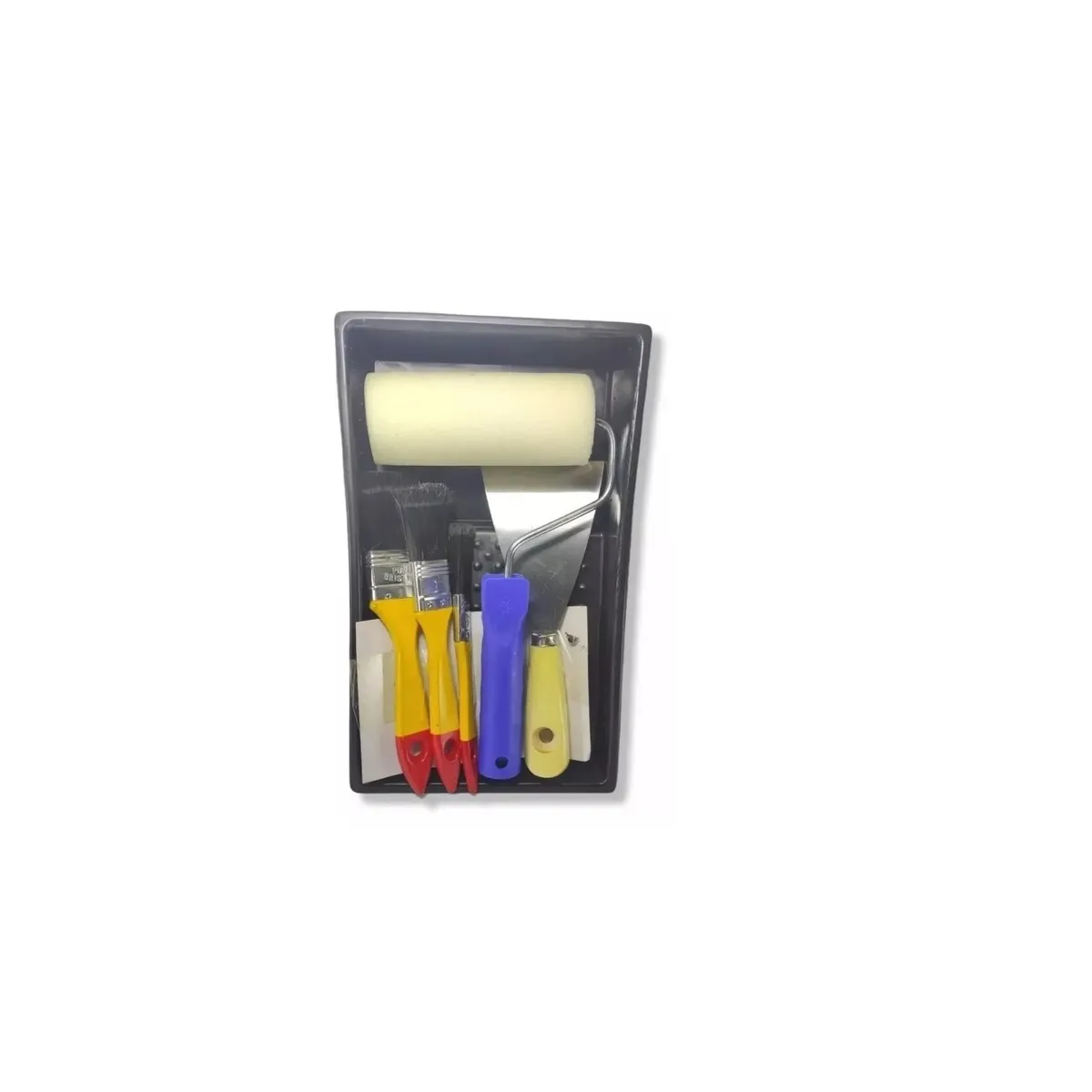 GENERICO - Set Para Pintar 1 Bandeja 3 Brochas 1 Rodillo 1 Espatula