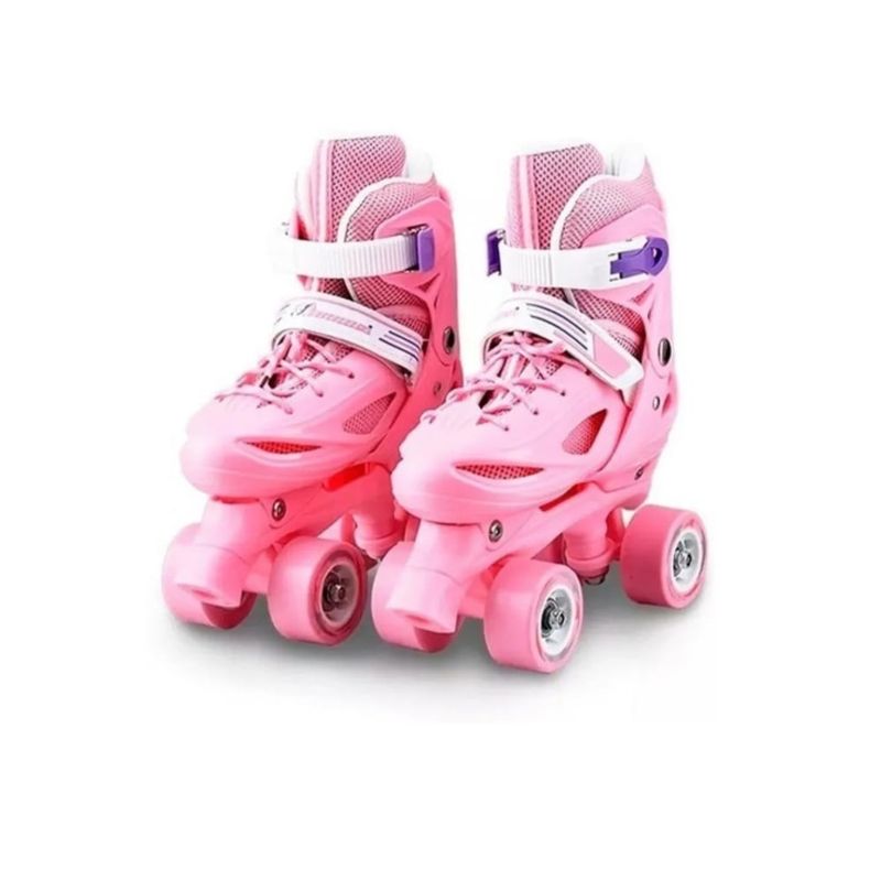 GENERICO - Patines 4 Ruedas Ajustable Artísticos Para Niñas Rosado S