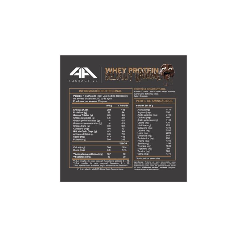 4ACTIVE - PROTEINA WHEY PROTEIN 2270GR DELIRIUM CHOCOLATE - 4ACTIVE