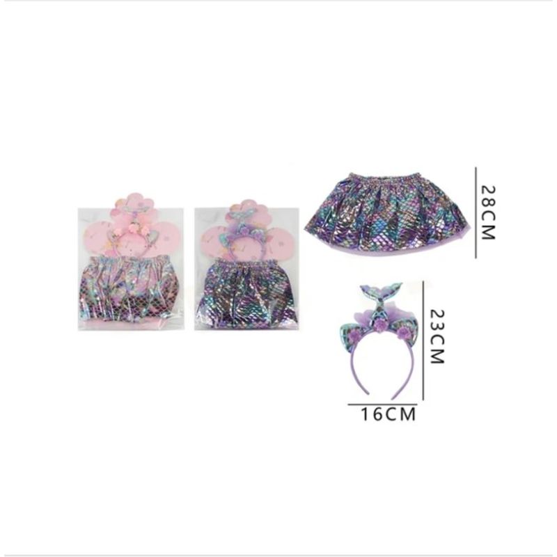 GENERICO - Disfraz Sirena Cintillo + Falda 2 Pcs