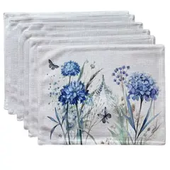 MANDIRHOME - Set de 6 Individuales Repelente A Líquidos Y Antimanchas Hortensia