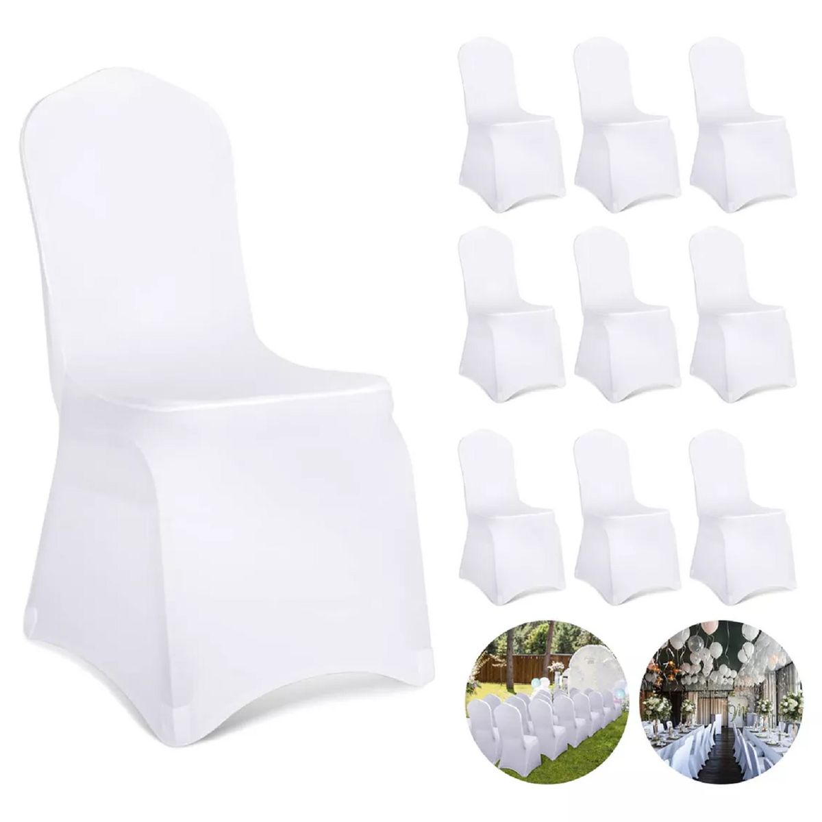 GENERICO - 10 Unidades Funda Sillas Spandex Para Evento blanco