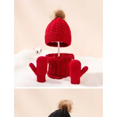 GENERICO - Set gorro, guante y cuello invierno 3 meses a 3 años.