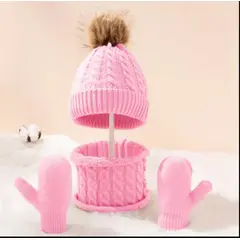 GENERICO - Set gorro, guante y cuello invierno 3 meses a 3 años