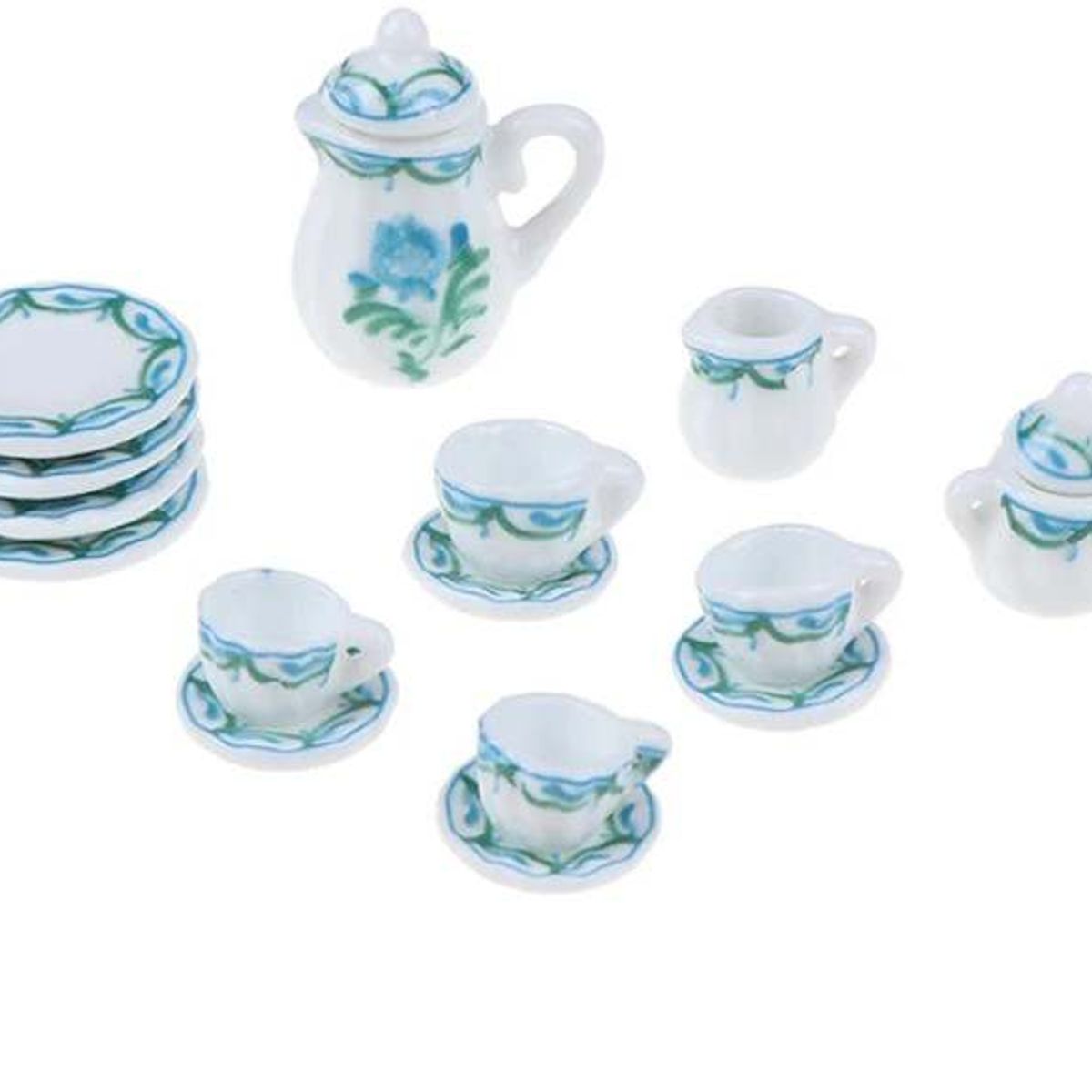 GENERICO - Caja juego de miniaturas de te de ceramica 1 a 2cm.