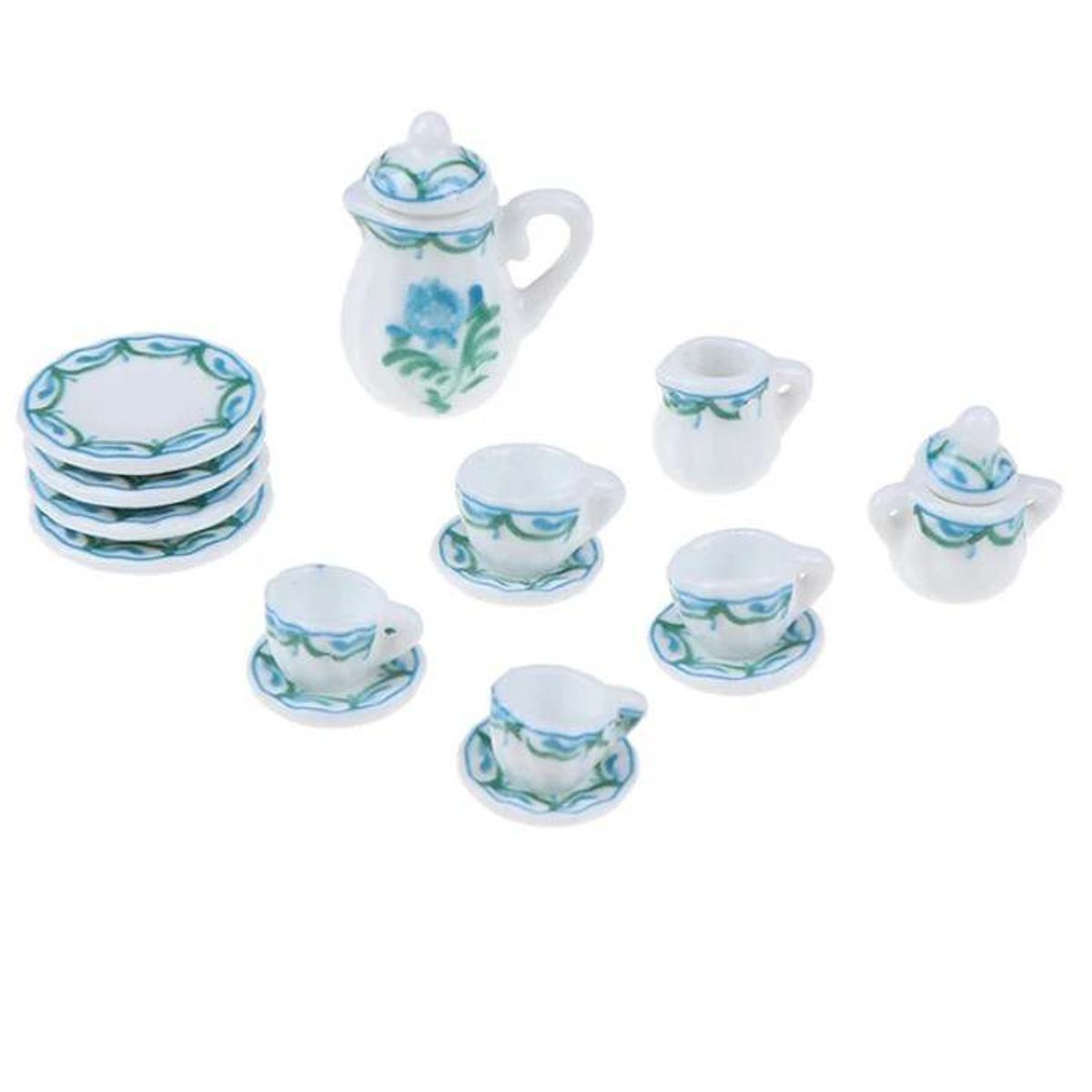 GENERICO - Caja juego de miniaturas de te de ceramica 1 a 2cm.