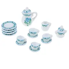 GENERICO - Caja juego de miniaturas de te de ceramica 1 a 2cm.