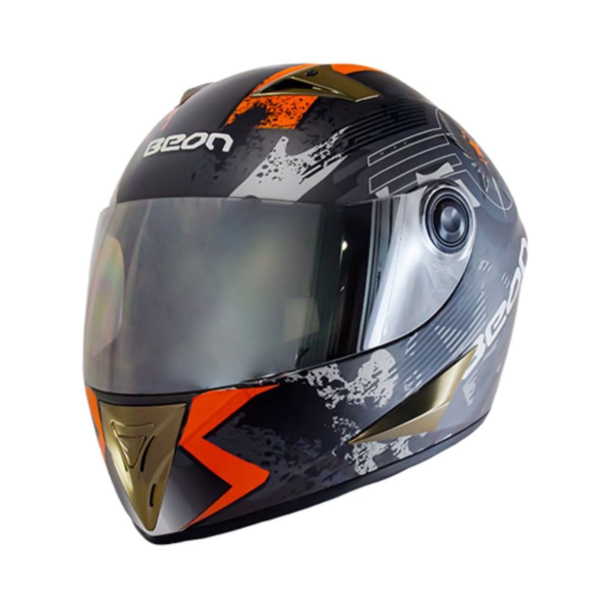 BEON - CASCO MOTO INTEGRAL NEGRO-NARANJO BEON L