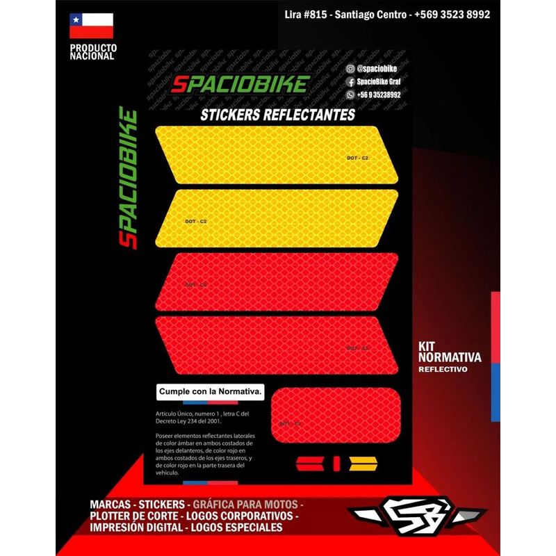 GENERICO - Franjas adhesivas reflectantes para revisión técnica de motocicleta
