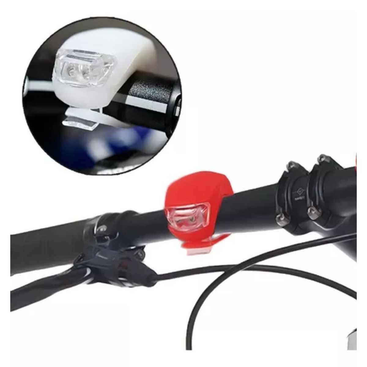 GENERICO - Par de Luces Led Bicicleta Silicona  Rojo Y Blanco
